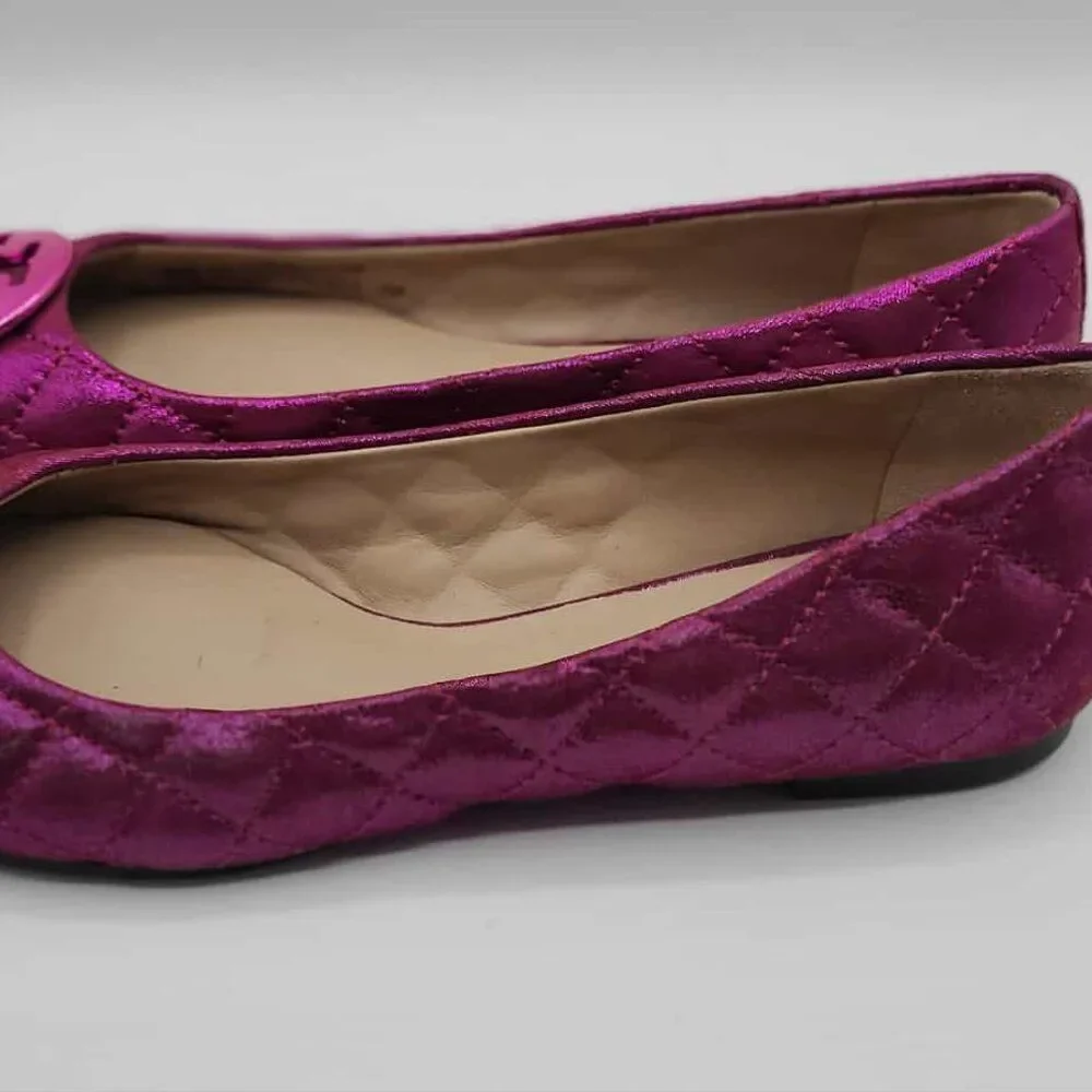 Tory Burch Metallic Fuschia Reva Flats size 7M NEW! NWT!